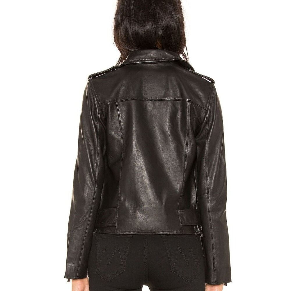 AllSaints Balfern Black Butter-Soft Leather Moto Biker Jacket Women's 0 - Picture 3 of 8